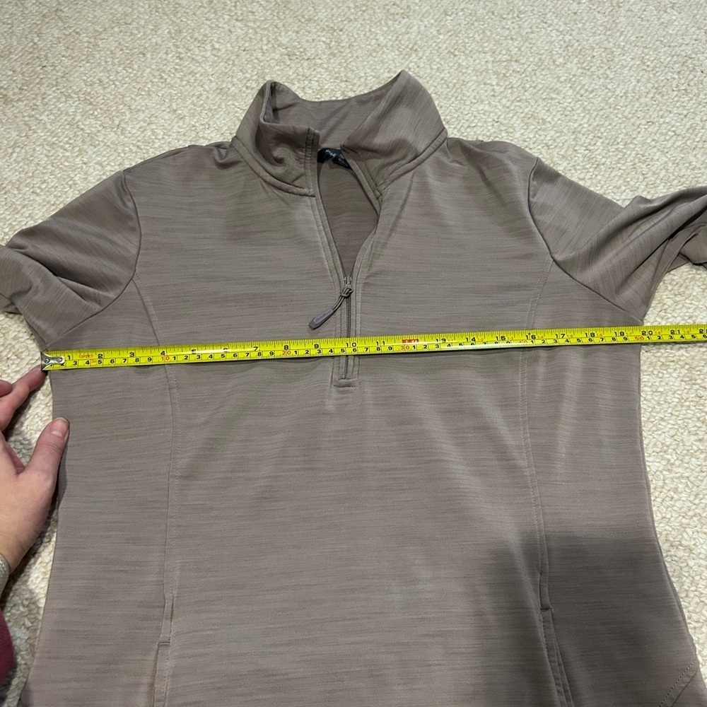 Eddie Bauer Women’s Large Quest Flex 1/4-zip Pullover Taupe Thumbholes Cozy - Picture 16 of 16